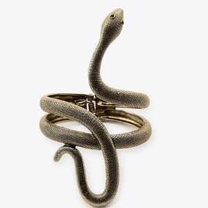 Zara textured snake glass eyes bracelet cuff gold tone 1011/237